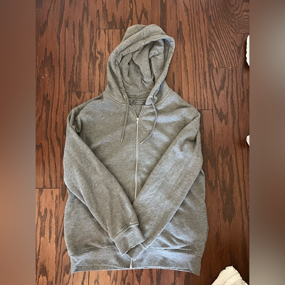 Grey Oversized Zip Up Hoodie